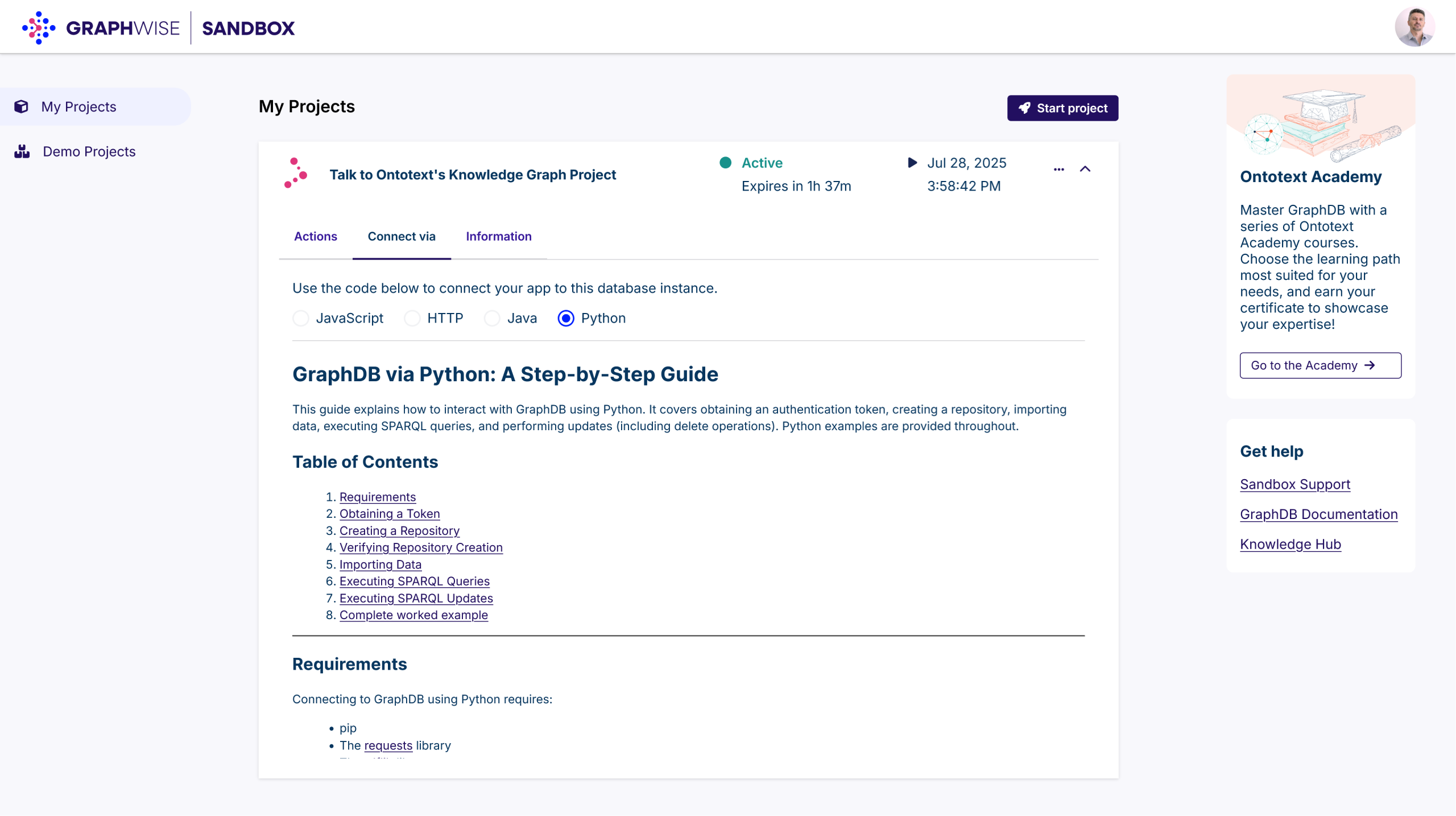 Graphwise Sandbox External connectivity
